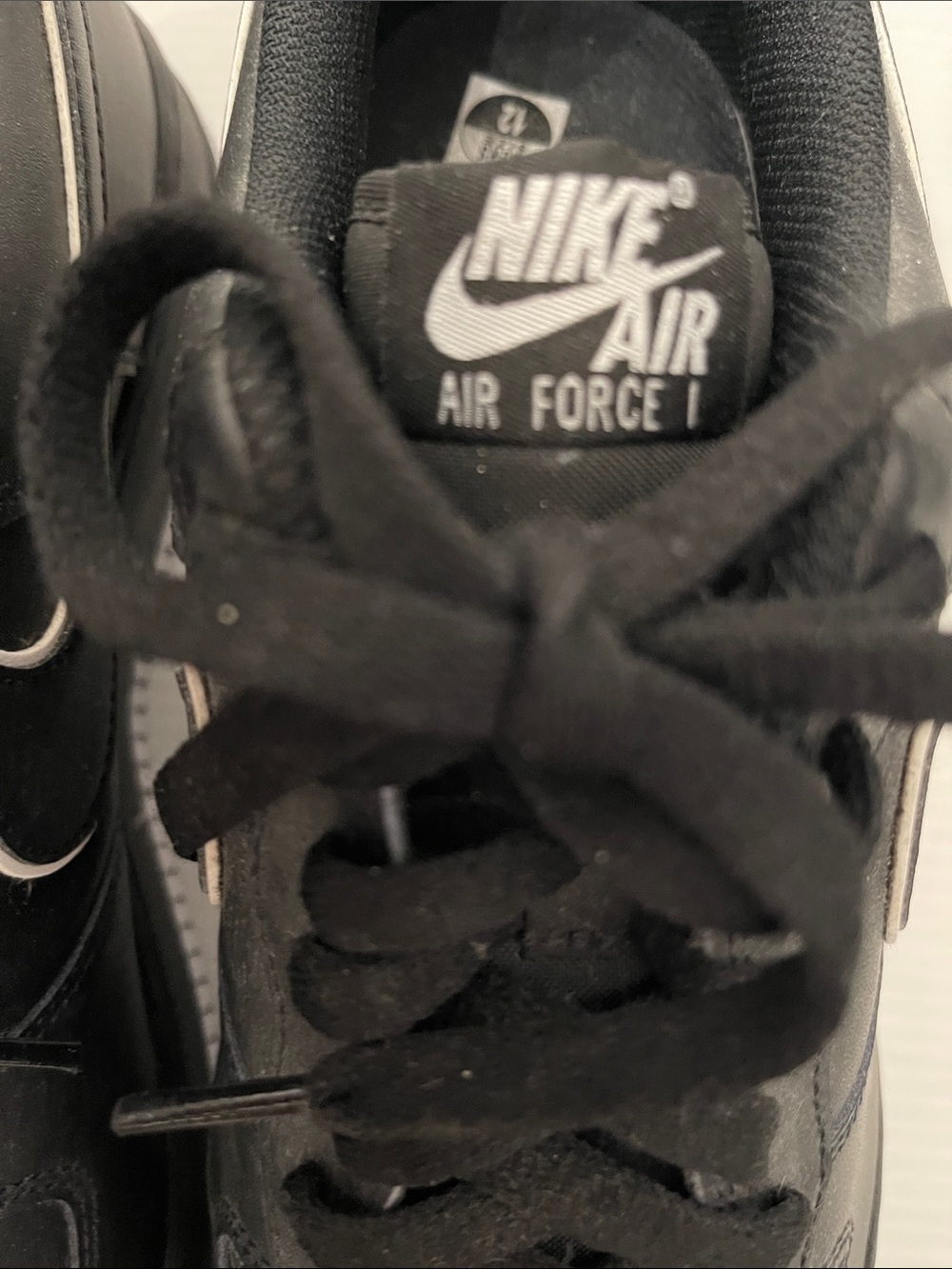 NIKE AIR FORCE 1 07 BLACK WHITE LEATHER SNEAKERS MENS SIZE 12 - Picture 5 of 14